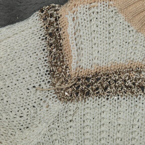 Boston Proper Vintage Gold Crochet V Back Sweater Size XS - Picture 5 of 9